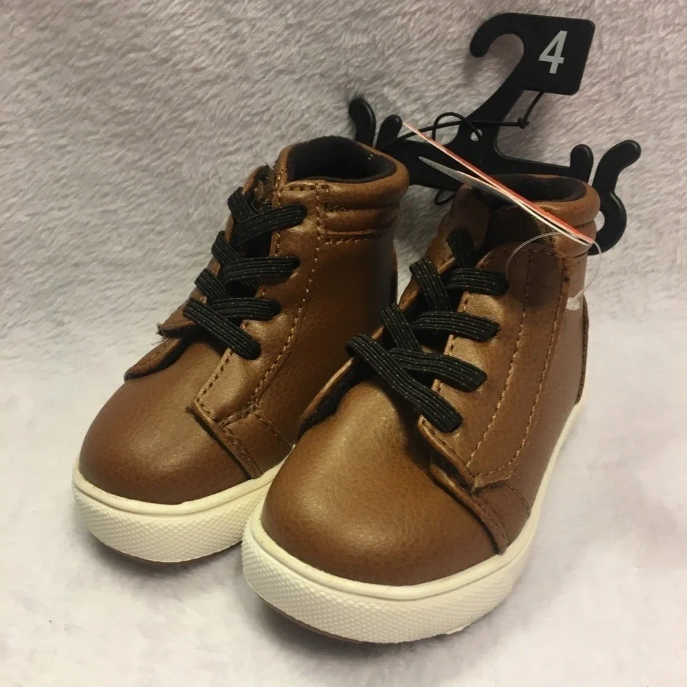 High Top Sneakers Infant Size‎ 3 Brown New Faux Leather Casual Shoes